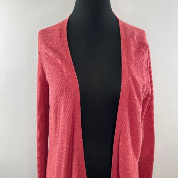 EILEEN FISHER Pink Organic Cotton Long Sleeve Open Front Knit Cardigan Sweater M - Picture 2 of 9